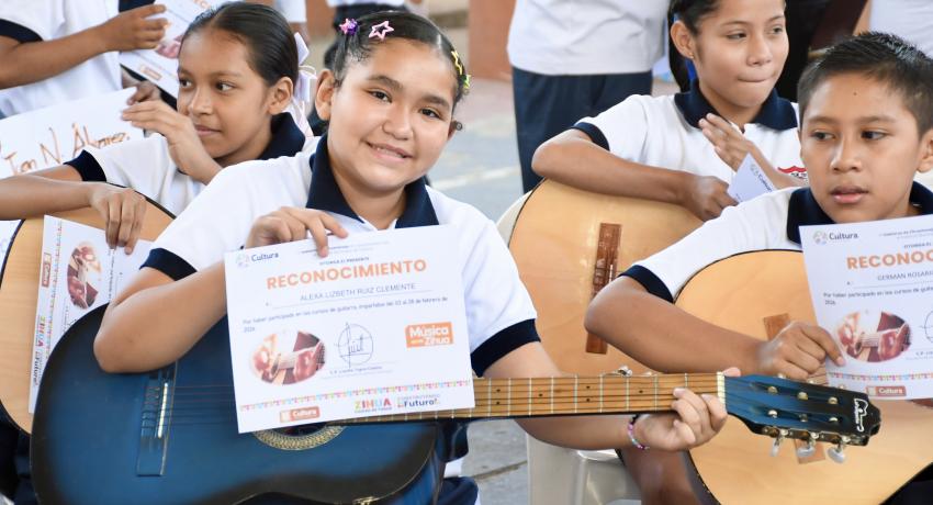 Gobierno de Lizette Tapia Castro impulsa el arte musical en escuelas para prevenir situaciones de violencia